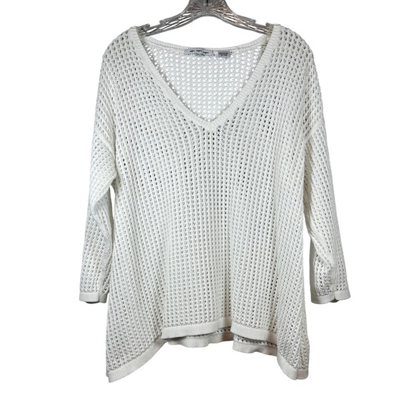 Eight Eight Eight 100% Cotton Oversized Cable Knit Sweater, Bright White, XL - Picture 1 of 6